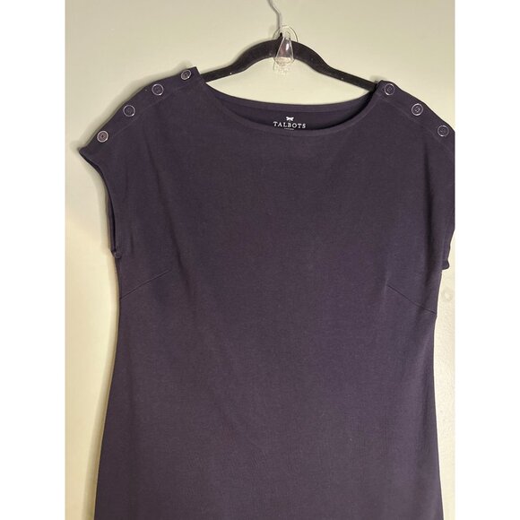 Talbots Petites SP Navy Blue 100% Cotton Dress Career Chic Academia Classic - Picture 2 of 6